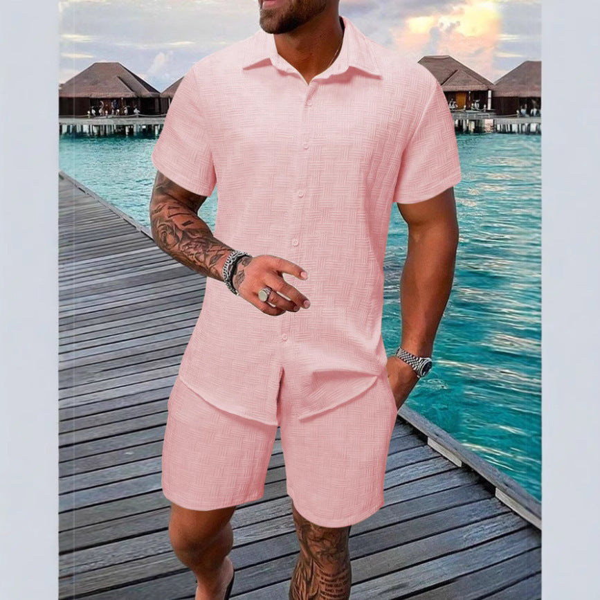 KZZ Men's Textured Two-Piece Set