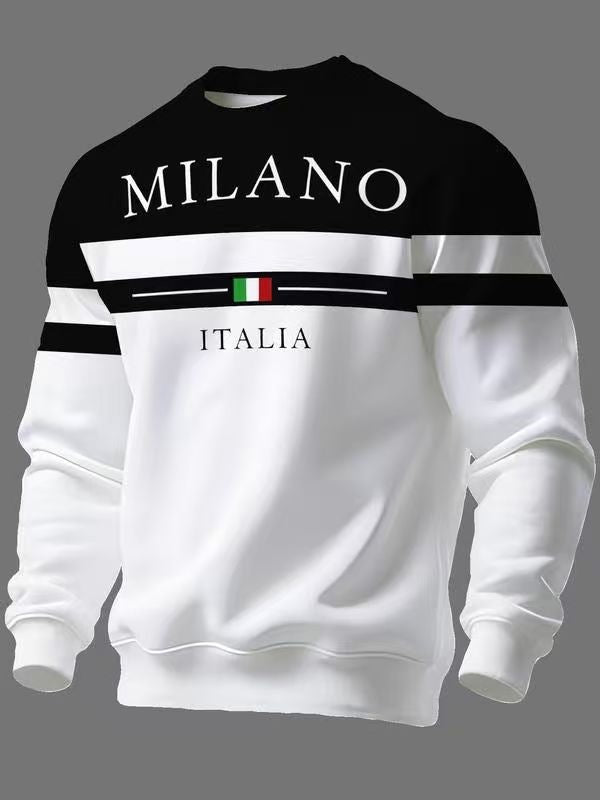 KZZ Men's Simple Striped Classic Long-Sleeve Sweatshirt
