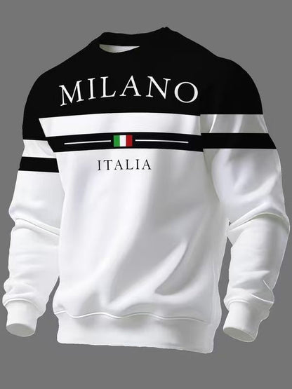 KZZ Men's Simple Striped Classic Long-Sleeve Sweatshirt