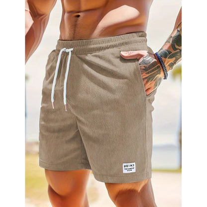 KZZ Men's Letter Patchwork Print Pocket Shorts