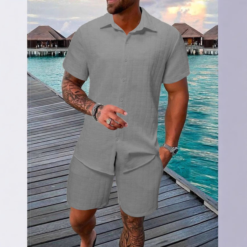 KZZ Men's Textured Two-Piece Set