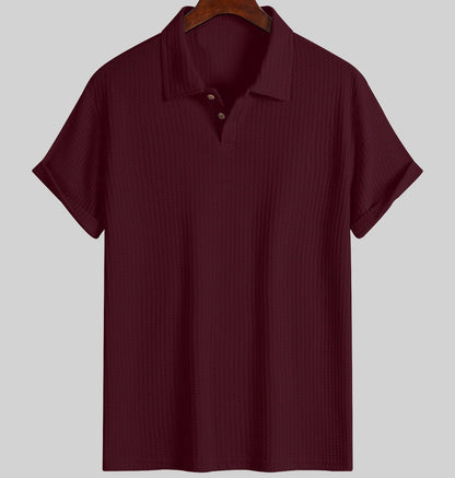 KZZ Men's solid color pique knit polo shirt