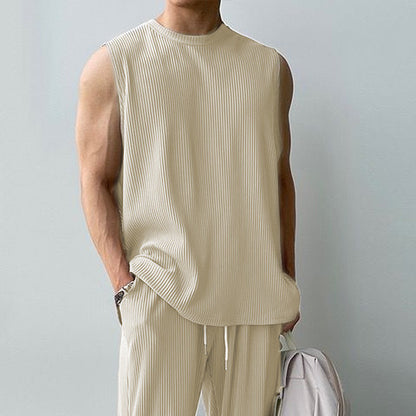 KZZ Men's Two-Piece Ribbed Knit Tracksuit