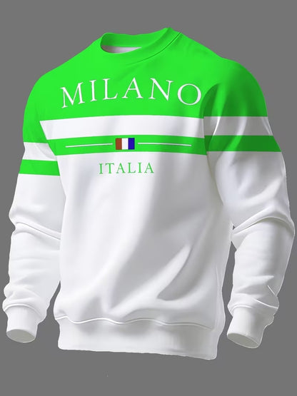 KZZ Men's Simple Striped Classic Long-Sleeve Sweatshirt
