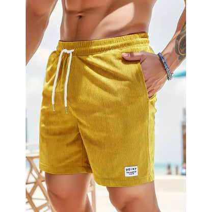 KZZ Men's Letter Patchwork Print Pocket Shorts