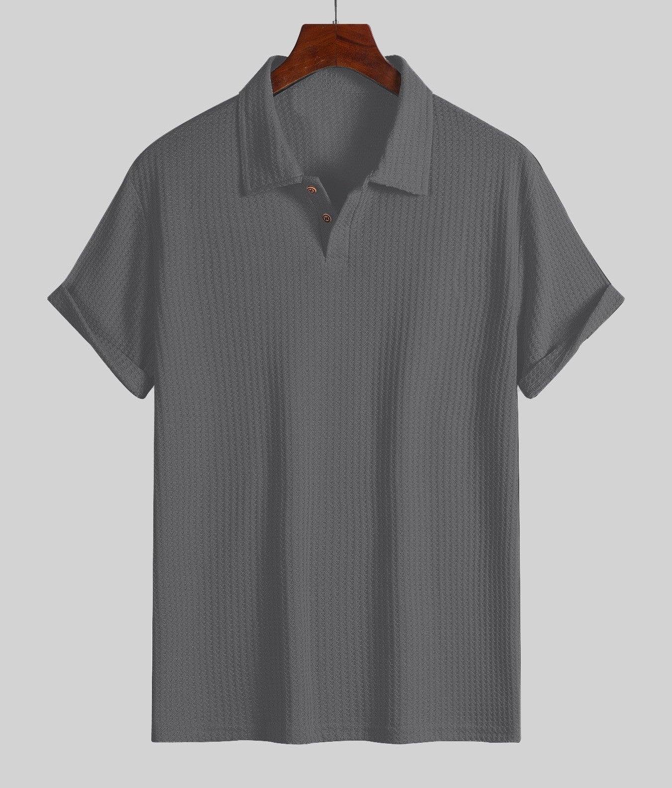 KZZ Men's solid color pique knit polo shirt