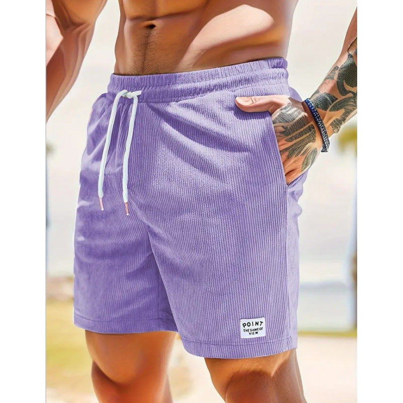 KZZ Men's Letter Patchwork Print Pocket Shorts