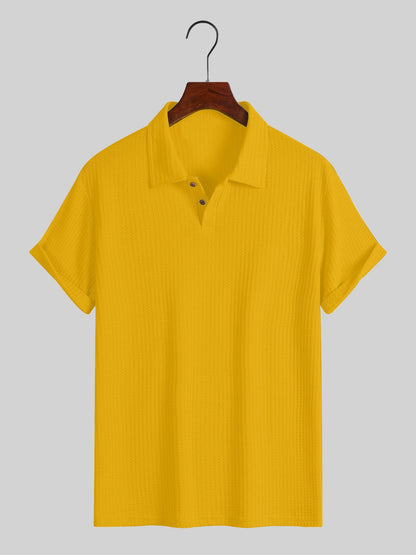 KZZ Men's solid color pique knit polo shirt