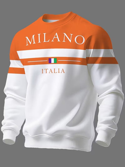 KZZ Men's Simple Striped Classic Long-Sleeve Sweatshirt