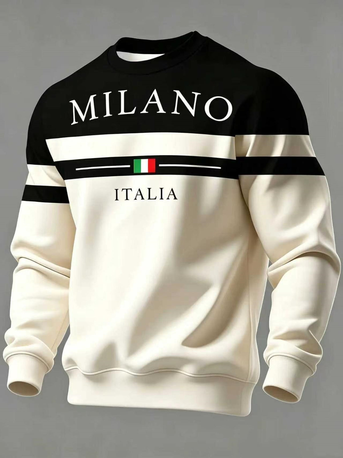 KZZ Men's Simple Striped Classic Long-Sleeve Sweatshirt