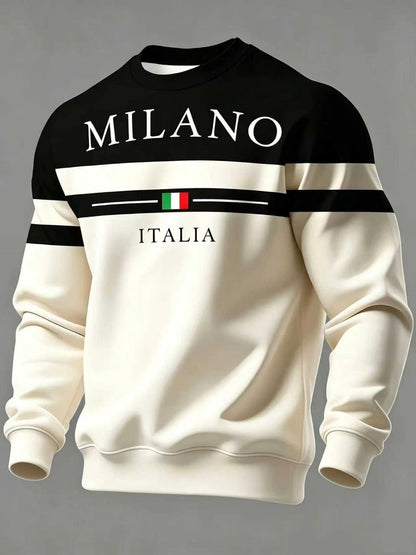 KZZ Men's Simple Striped Classic Long-Sleeve Sweatshirt