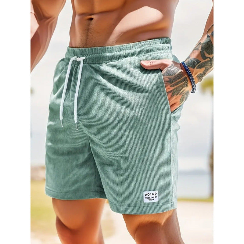 KZZ Men's Letter Patchwork Print Pocket Shorts
