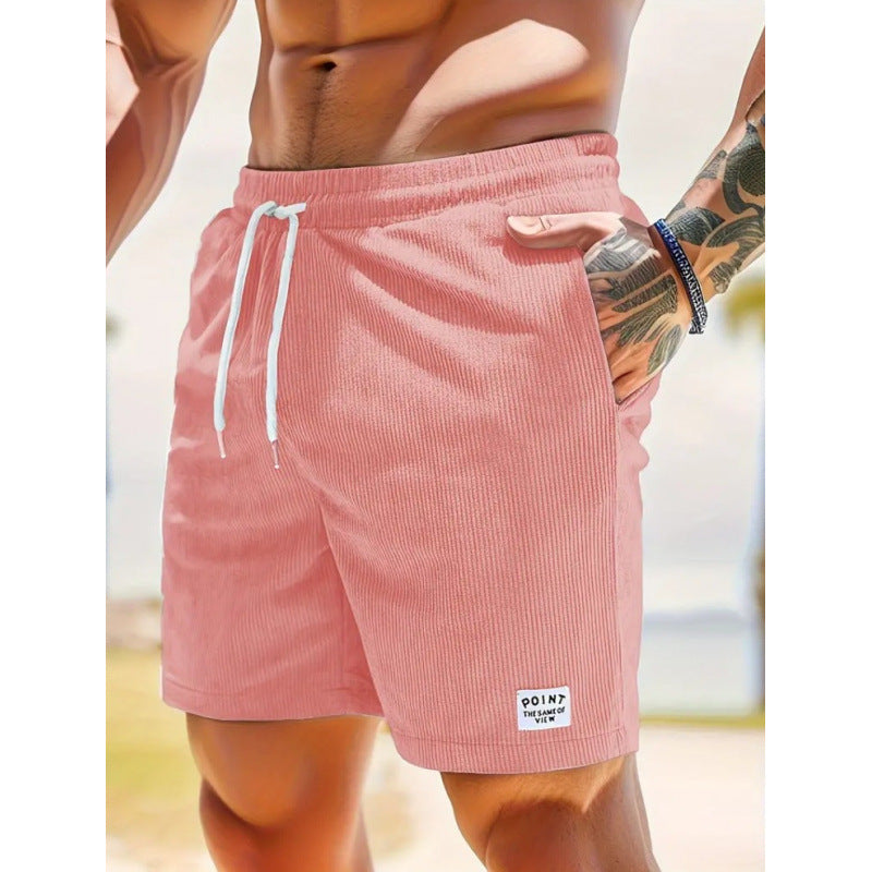 KZZ Men's Letter Patchwork Print Pocket Shorts