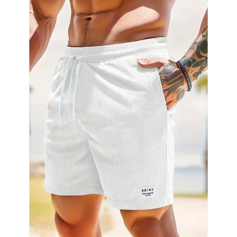 KZZ Men's Letter Patchwork Print Pocket Shorts