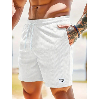KZZ Men's Letter Patchwork Print Pocket Shorts