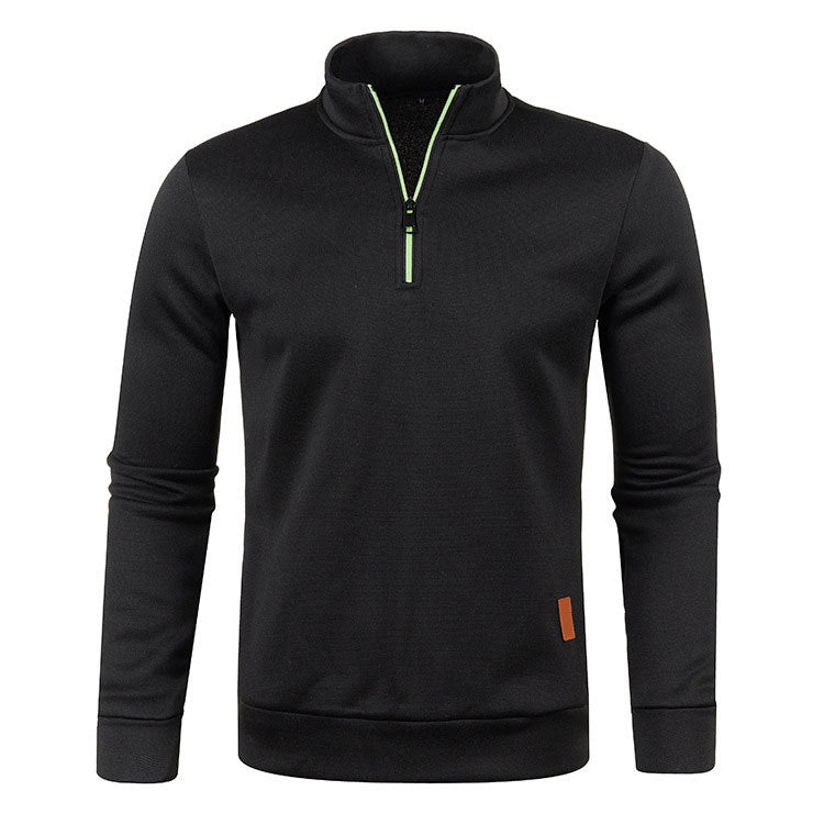 KZZ Men'S Fleece-Lined Half-Zip Sweatshirts, Casual Solid ColorPullovers with Stand Collar