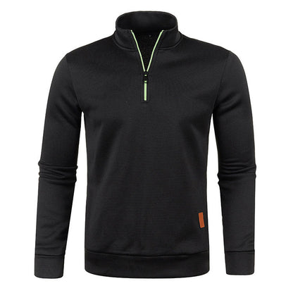 KZZ Men'S Fleece-Lined Half-Zip Sweatshirts, Casual Solid ColorPullovers with Stand Collar