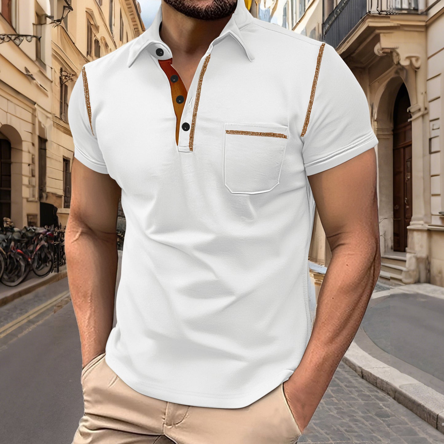 KZZ Men's Regular Fit Short Sleeve Top, Casual Sport Shirt