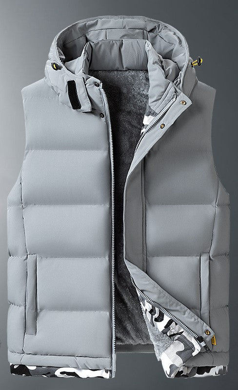 KZZ Plus size men's autumn and winter hooded vest