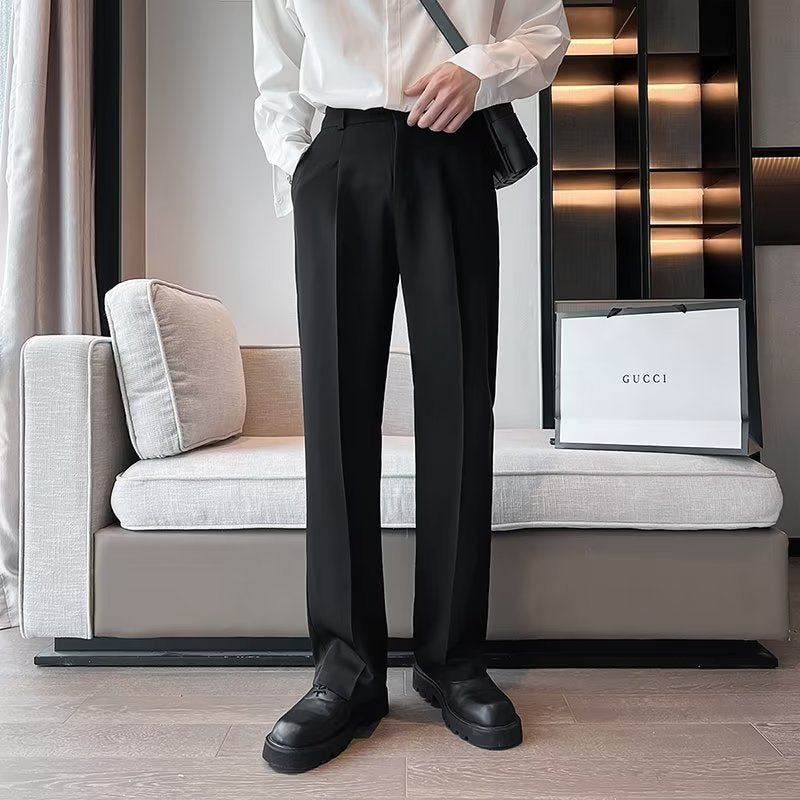 KZZ Men's Casual Street Comfy Versatile Solid Color Wide Leg Pants