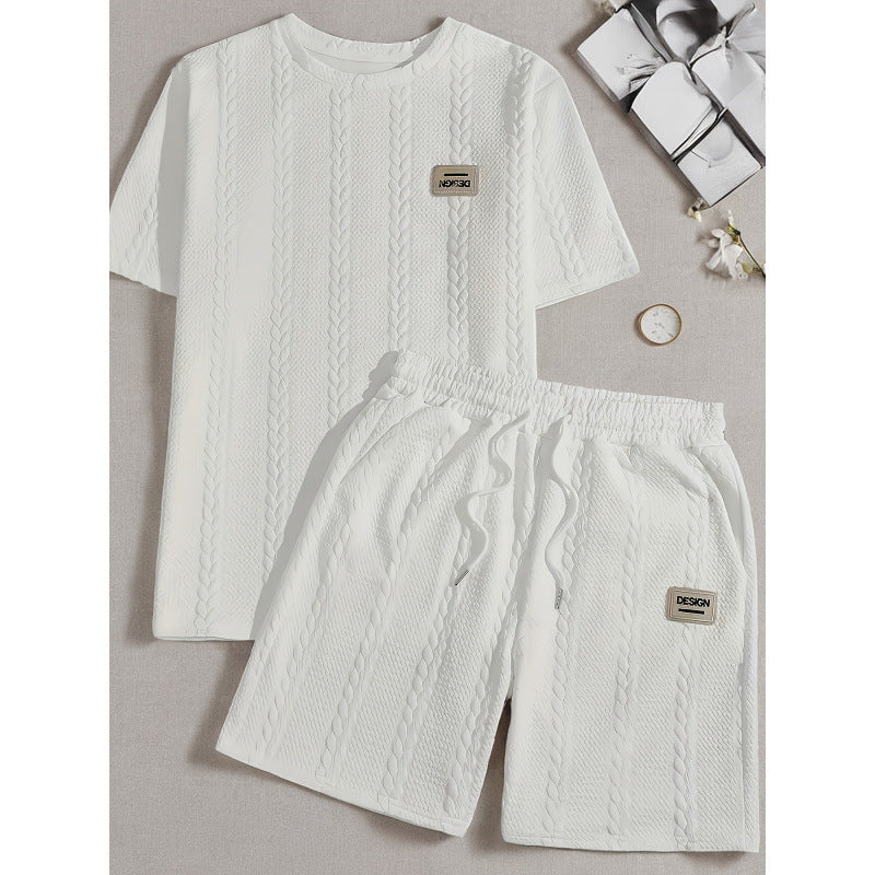 KZZ Men's summer casual fashion round neck short-sleeved short pants set
