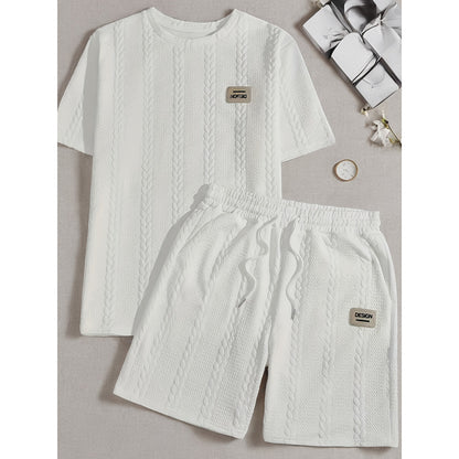 KZZ Men's summer casual fashion round neck short-sleeved short pants set