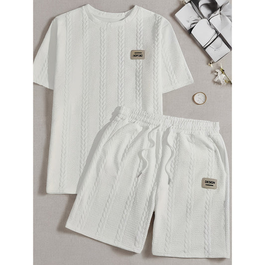 KZZ Men's summer casual fashion round neck short-sleeved short pants set