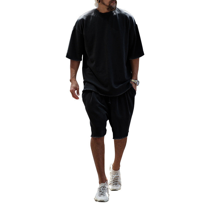 KZZ Casual Loose Fit Solid Sports Sets