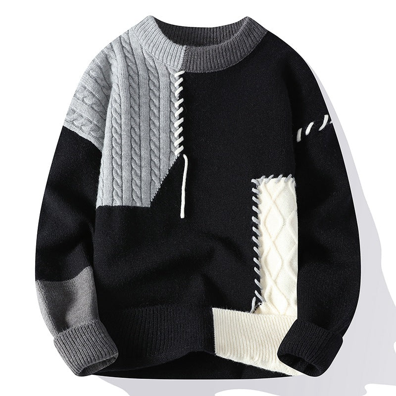 KZZ Round neck sweater for men, autumn and winter fashion,versatile, casual, and warm knitted sweater