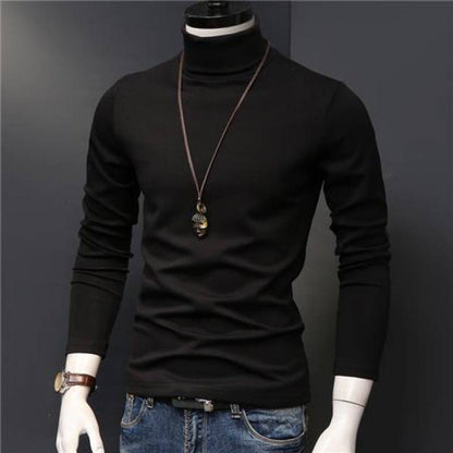 KZZ Sculpted Style Men's Lightweight Pullover Top Slim Fit Turtleneck