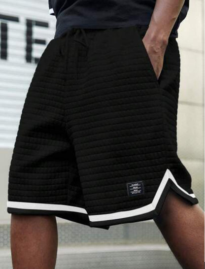 KZZ Men's casual loose striped shorts