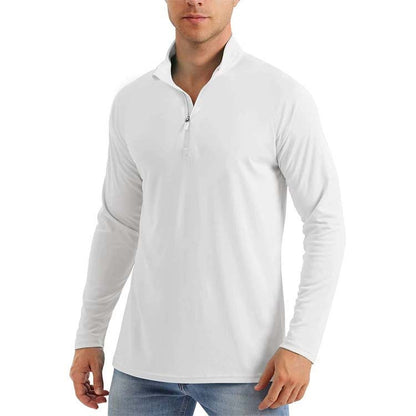 KZZ Men's  Zip Shirt  Quick Dry Lightweight Long Clothing Sports Casual Wear