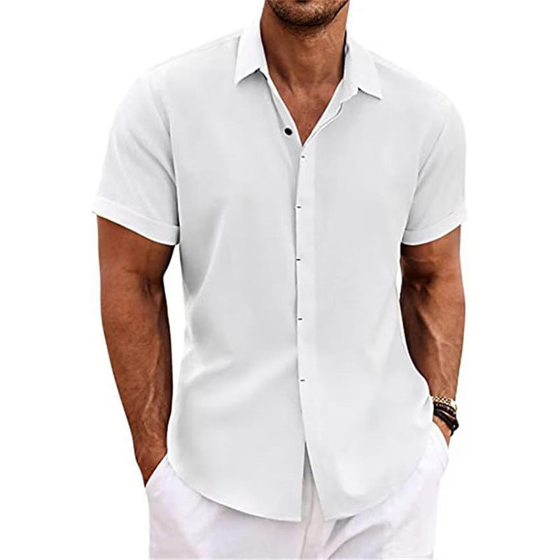 KZZ Men's linen short-sleeved T-shirt