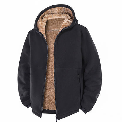 KZZ Men's Fleece Jacket - Sherpa Lined Hooded Full Zip Up Coat
