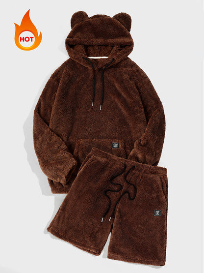 KZZ Men's Hooded Sweatshirt Shorts Set, Very Worthwhile Hoodie Top Pants Two-Piece Suit