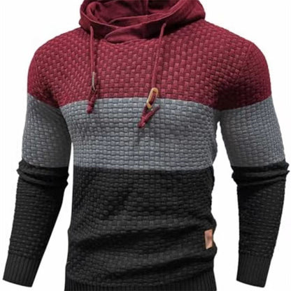 KZZ Mens Hooded Sweatshirt Tricolor Long Sleeve Hoodie Pullover Sweater