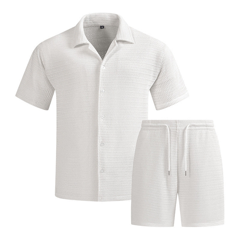 KZZ Men's solid color summer vacation set