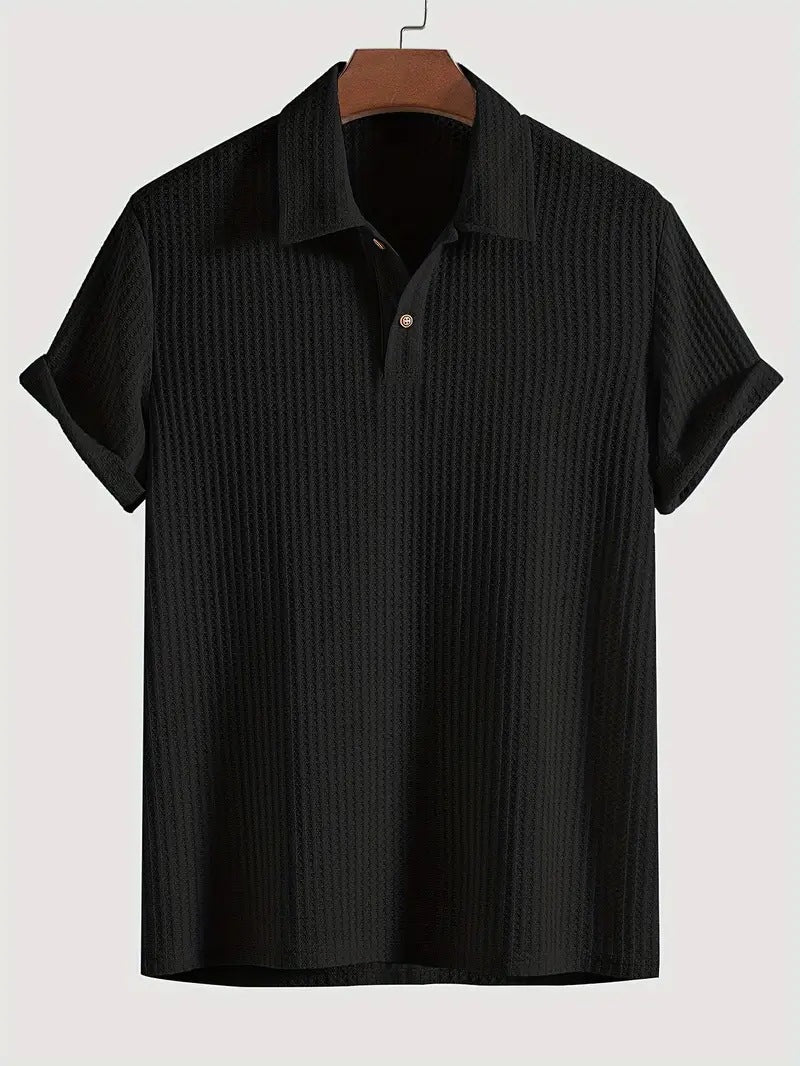 KZZ Men's Plain Jacquard Knit Polo Shirt