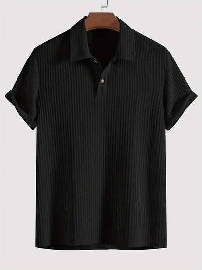 KZZ Men's Plain Jacquard Knit Polo Shirt