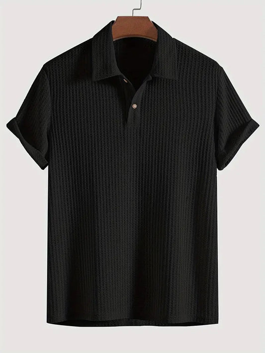 KZZ Men's Plain Jacquard Knit Polo Shirt
