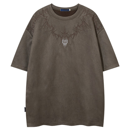 KZZ Men's Graphic Embroidery Drop Shoulder Tee