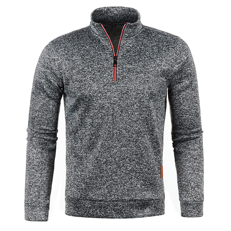 KZZ Men'S Fleece-Lined Half-Zip Sweatshirts, Casual Solid ColorPullovers with Stand Collar