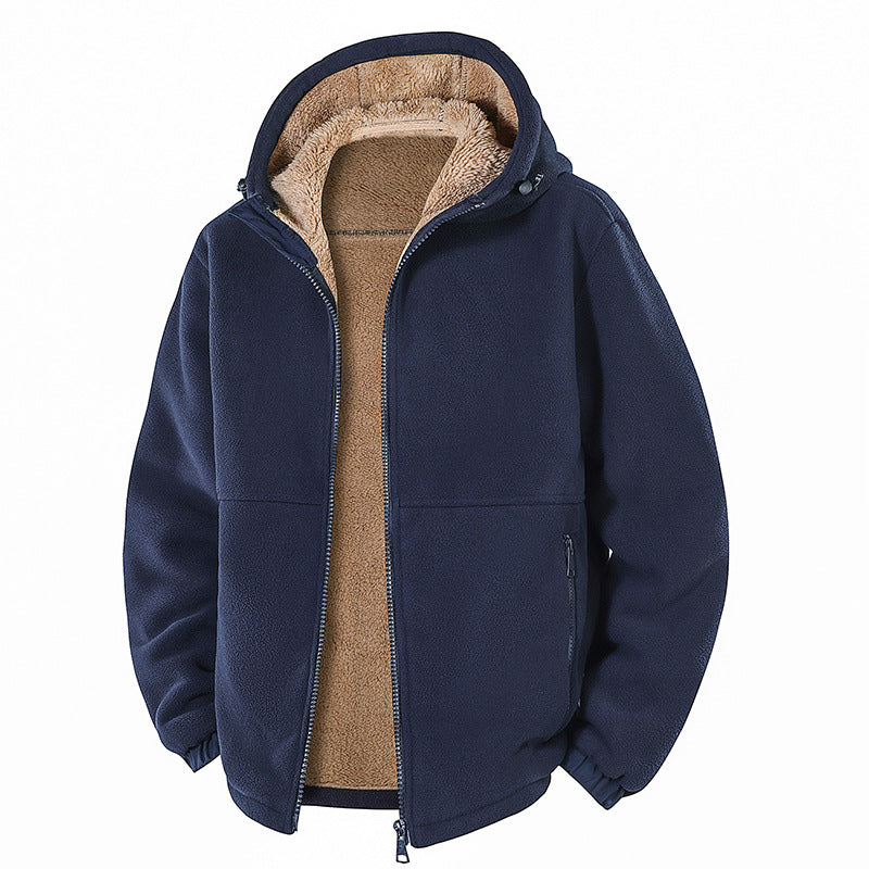 KZZ Men's Fleece Jacket - Sherpa Lined Hooded Full Zip Up Coat