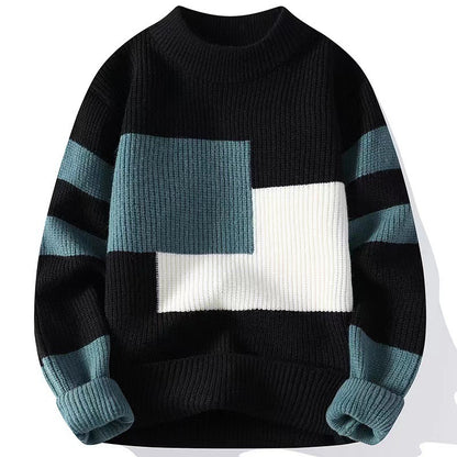 KZZ Men's Geometric Pattern Pullover Sweater