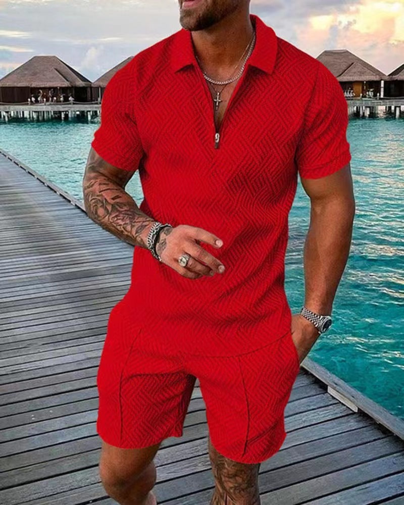 KZZ Mens Polo Shirt and Shorts Sets