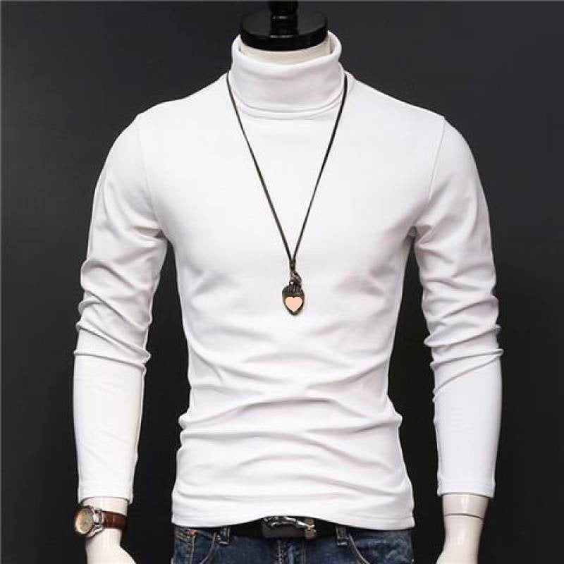 KZZ Sculpted Style Men's Lightweight Pullover Top Slim Fit Turtleneck