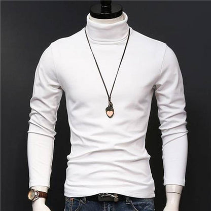 KZZ Sculpted Style Men's Lightweight Pullover Top Slim Fit Turtleneck