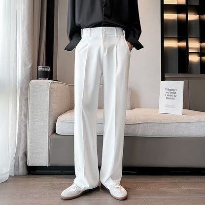 KZZ Men's Casual Street Comfy Versatile Solid Color Wide Leg Pants