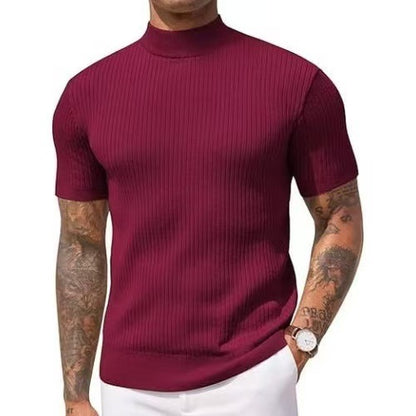 KZZ Ribbed Knit Pullover Solid Tee