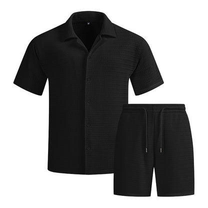 KZZ Men's solid color summer vacation set
